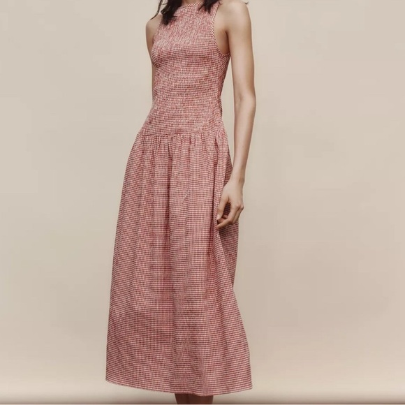 Zara GINGHAM MIDI DRESS - Picture 1 of 4